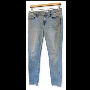 Wmns Frame‎ Denim Le Skinny De Jeanne Skinny Crop Lt Wash Raw Hem Jeans Size 29